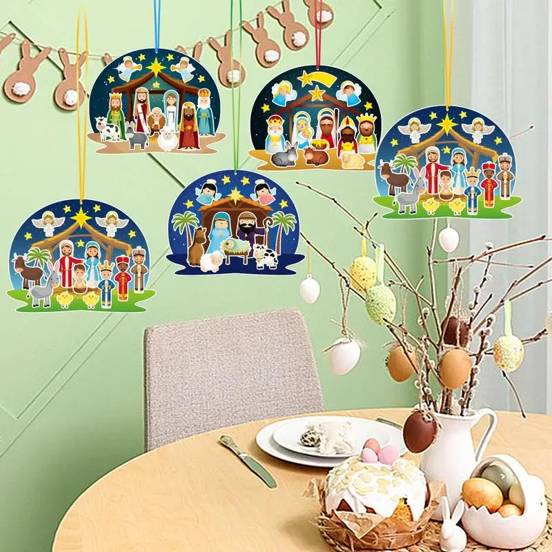 

Religious Sticker Scenes For Kids 36pcs Nativity Scene Crafting Stickers Set Cartoon Christmas Party Decoration Stickers Boy