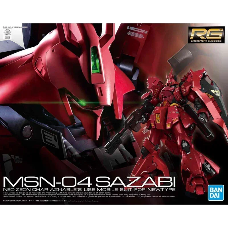 In Stock Original Bandai GUNDAM RG 1/144 MSN-04 Sazabi Assembly Model Anime Action Figure Model Toys Collectible Gifts For Kid