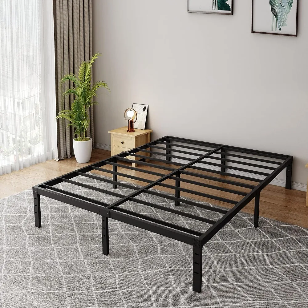 

18 Inch Queen Bed Frame Tall Heavy Duty Metal Platform No Box Spring Needed Bed Frames with 3500 lbs Steel Slat Support/ Easy As