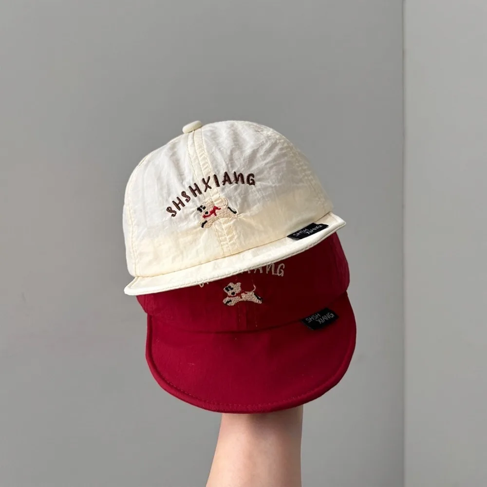 

Милая бейсболка в корейском стиле с щенком, шляпа с вышивкой букв, летняя детская шляпа от солнца, быстросохнущая детская шляпа с защитой от УФ-лучей, детская шапка