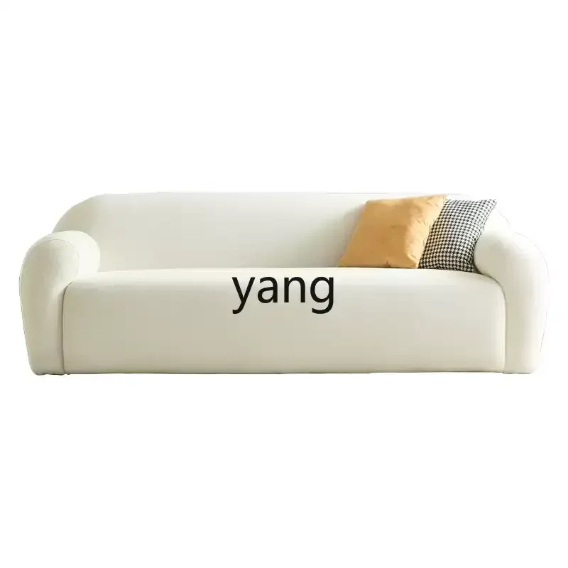 

Yjq cream wind sofa small apartment simple modern living room apartment bed and breakfast lamb wool fabric sofa