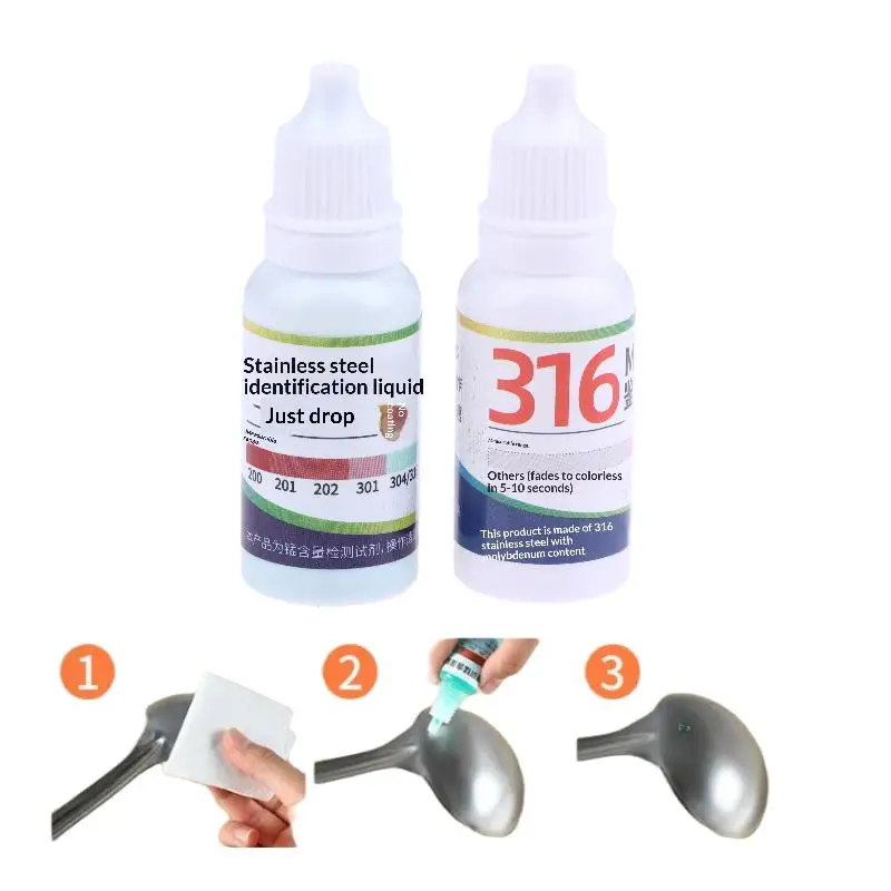 New 1/3/5Pcs Analysis Of Reagents For Identifying Manganese Drugs Testing Solution 15ml 304/316 Stainless Steel Testing Solution