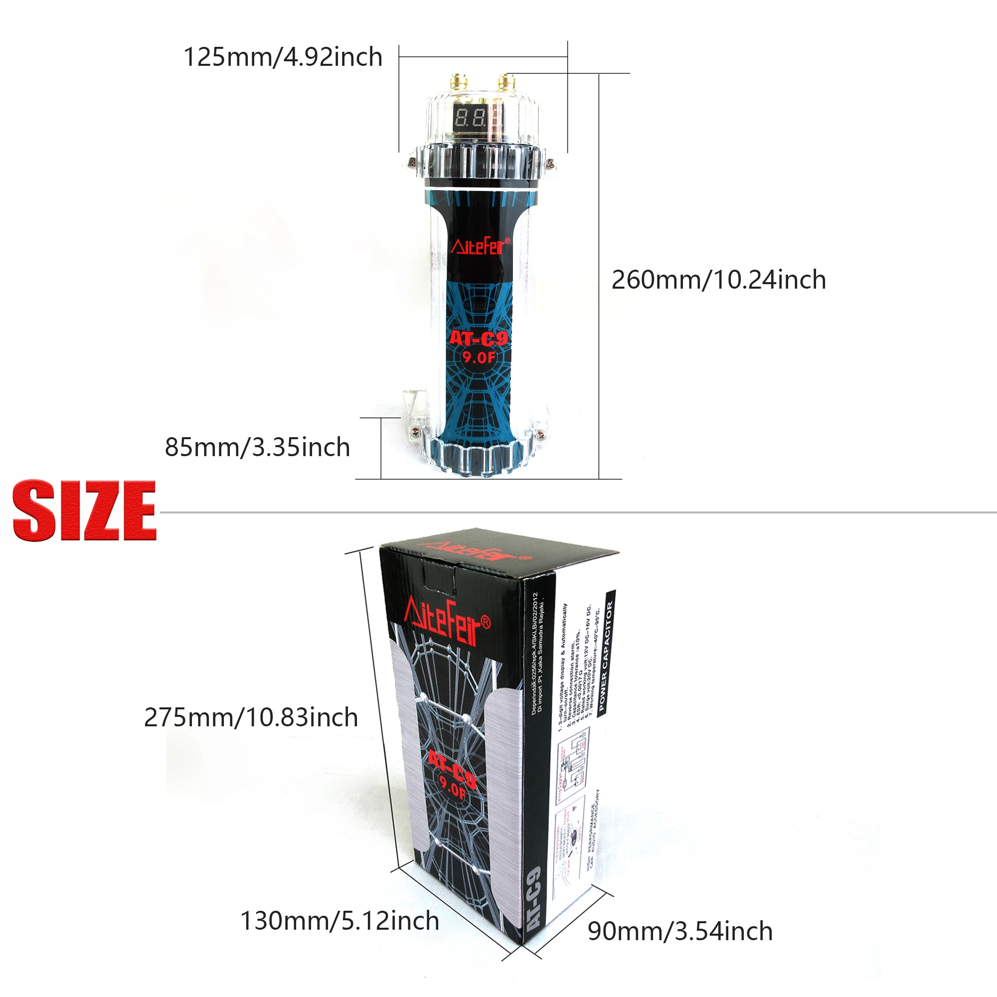 3000W-10000W tensione Display digitale auto condensatore amplificatore regolatore stabilizzatore modifica Audio 9.0 Farad condensatore di potenza