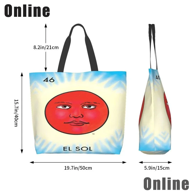 Loteria Mexican Bingo Printed Tote Personality Girl Shoulder Bag Large Capacity Travel Storage Packs Women Shopping Bag