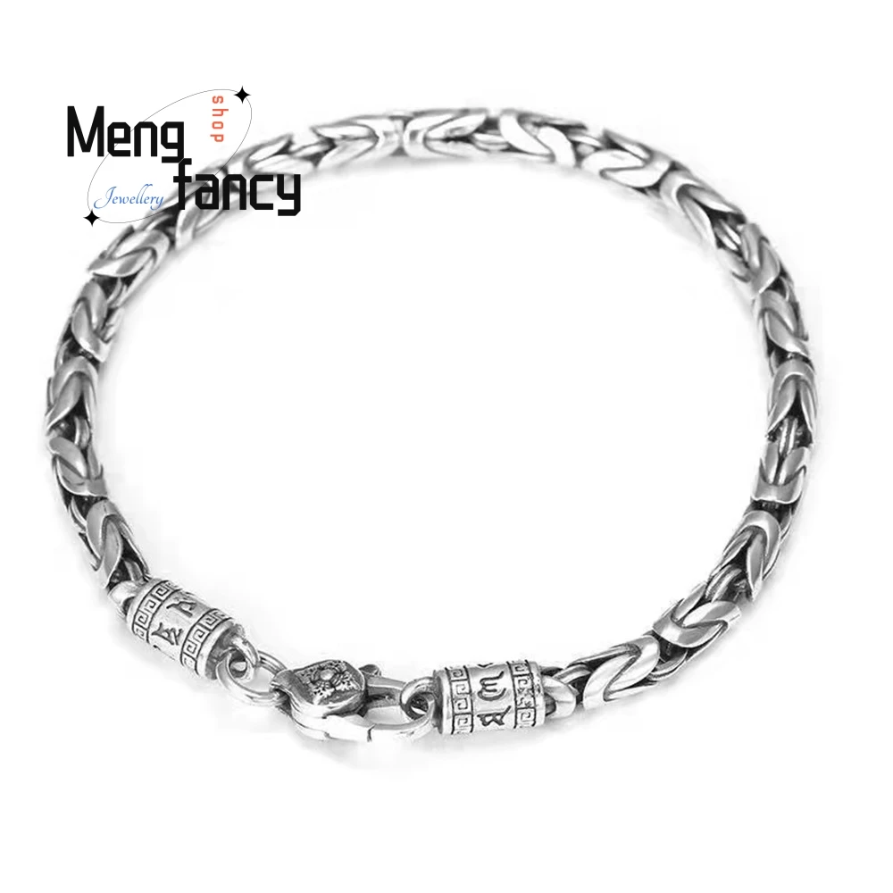 Luxury Men's Silver-Plated Peace Pattern Bracelet Couple's Personalized Accessory Bracelet Fashion Jewelry Exquisite Elegant