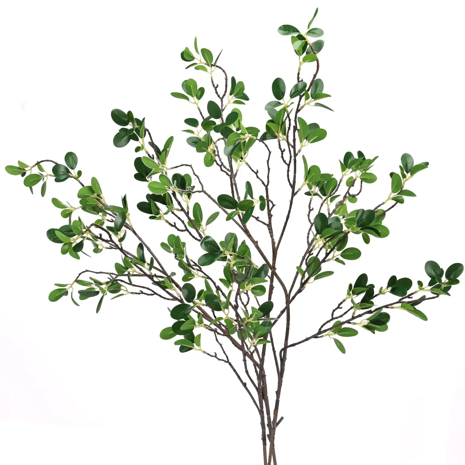 Artificial Plant Green Branches Fake Ficus Twig Leaf Greenery Stems for Home Office Shop Garden Wedding Vase Filler Decoration