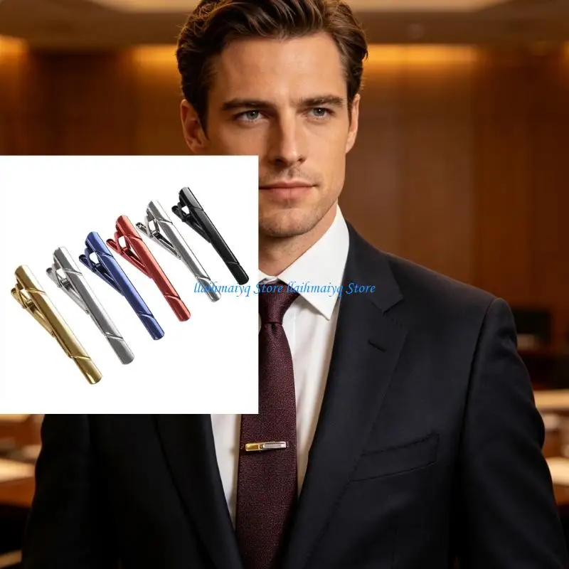 573B Classical Tie Clip Set Of 6 Men's Suit Tie Clips For Professional Stylish Mens Accessories Formal Occasion Outfit Enhancer