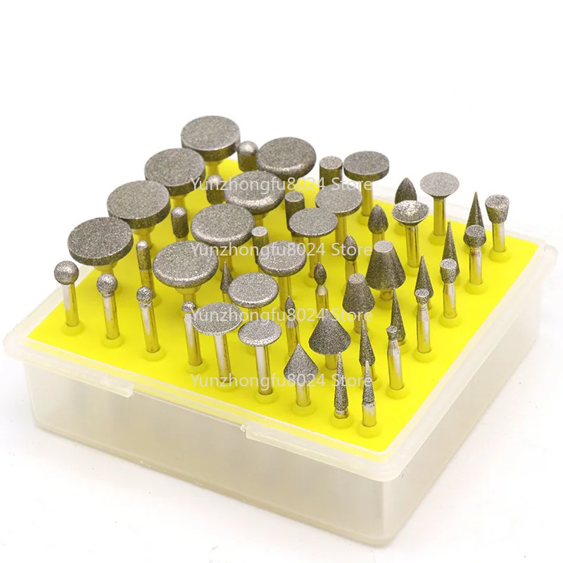 

50PCS Diamond Coated DIY Metalworking Grinding Head Glass Burr Electric Drill Stone Ceramic Glass Rotating Tool