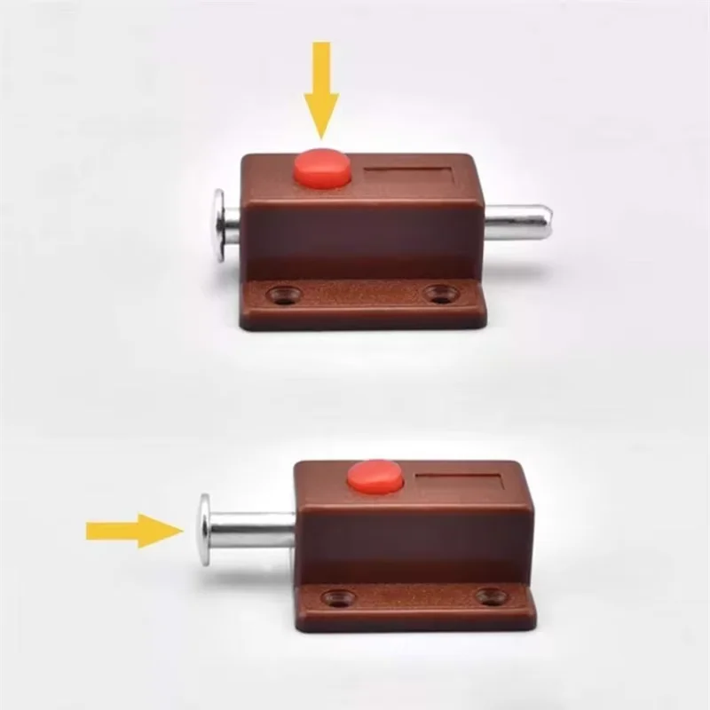 Hot Sales Spring Loaded Press Button ABS Plastic Bolt Sliding Lock Latch For Door Furniture Hardware Accessories