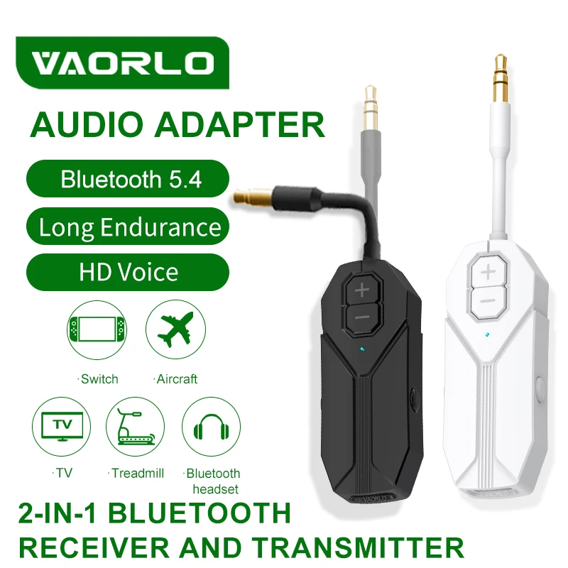 Odbiornik Bluetooth 5.4 Nadajnik 3,5 mm AUX HIFI Stereo Bezprzewodowy adapter audio Mikrofon HD do lotu, telewizora, przełącznika Zestawy