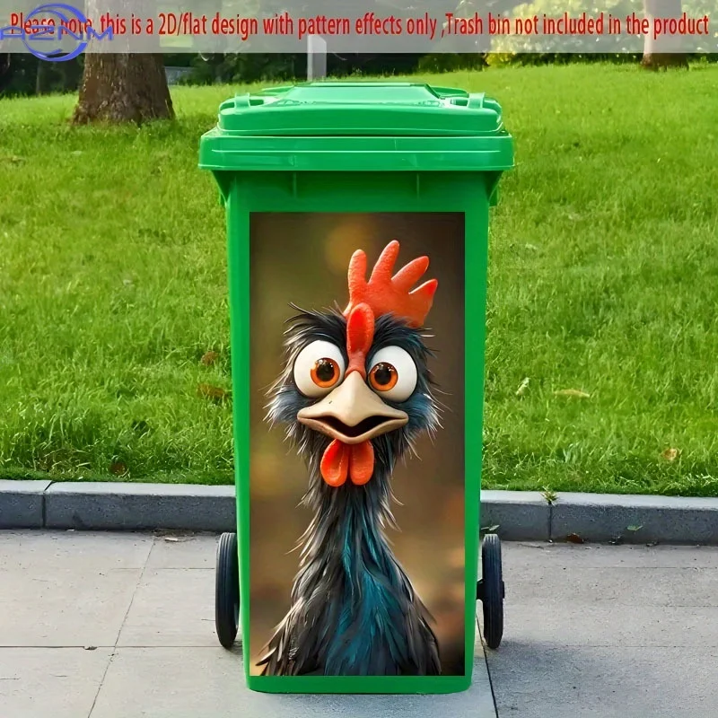 1pc of Trash Can Sticker, , Featuring a Vibrant Cartoon Rooster Design, Self-Adhesive Wallpaper for Decoration, Suitable for T