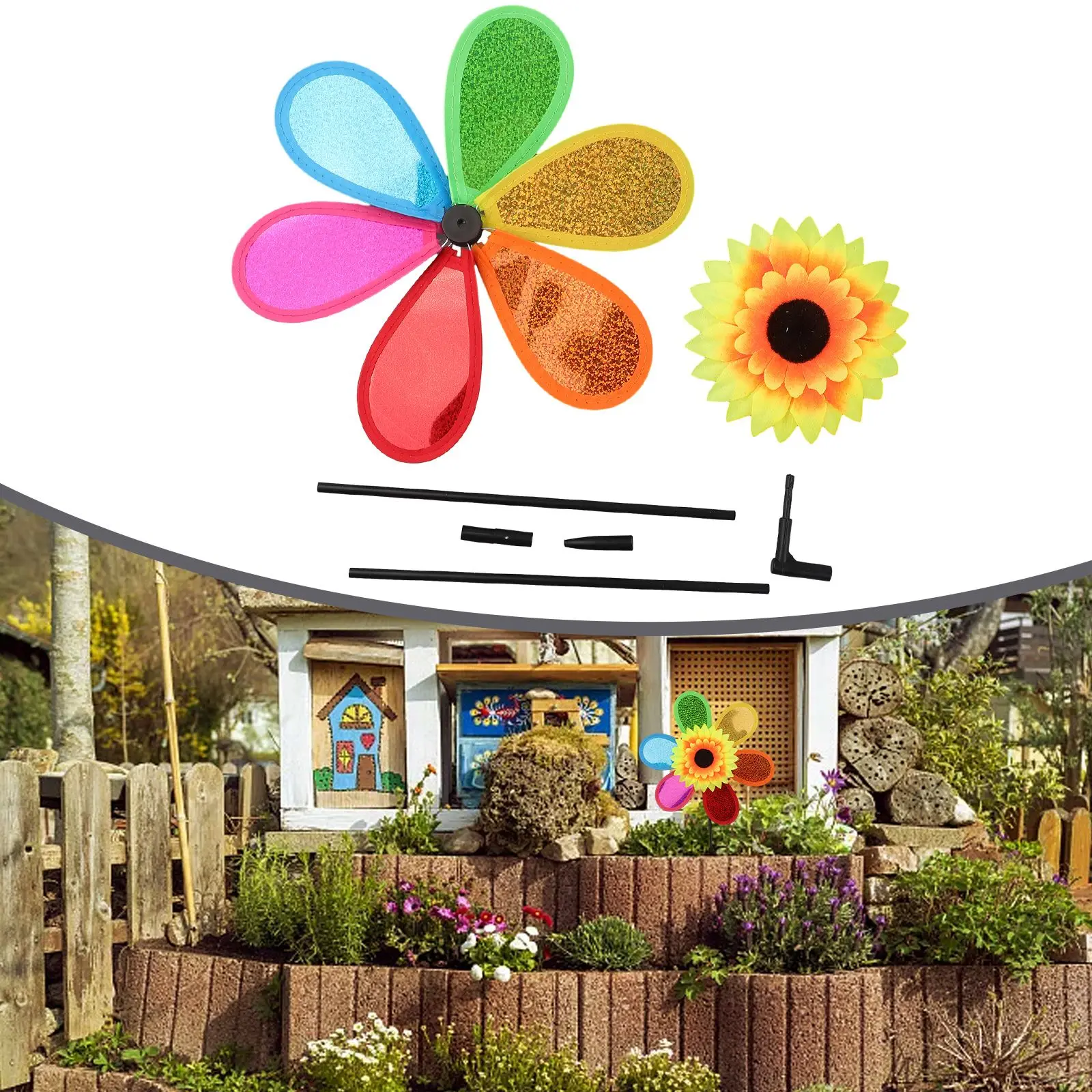 2021 High Quality New Sunflower Windmill Wind Spinner Outdoor Sequined Tent Balcony Bright Colors Colorful Creative