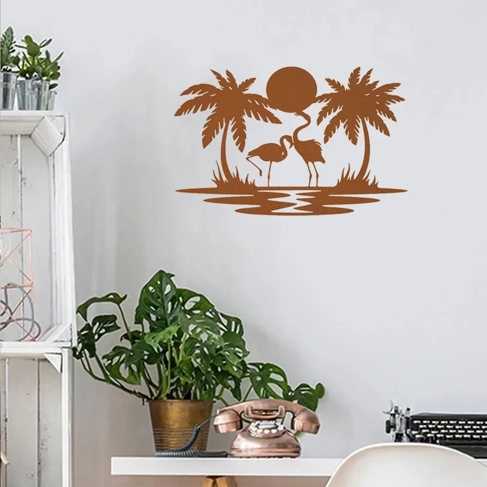 Fascinating Metal Flamingo Palm Tree Sign Ornament – Intrigue with Theme.Intriguing for Home.Stylish for Bedroom and Living Room