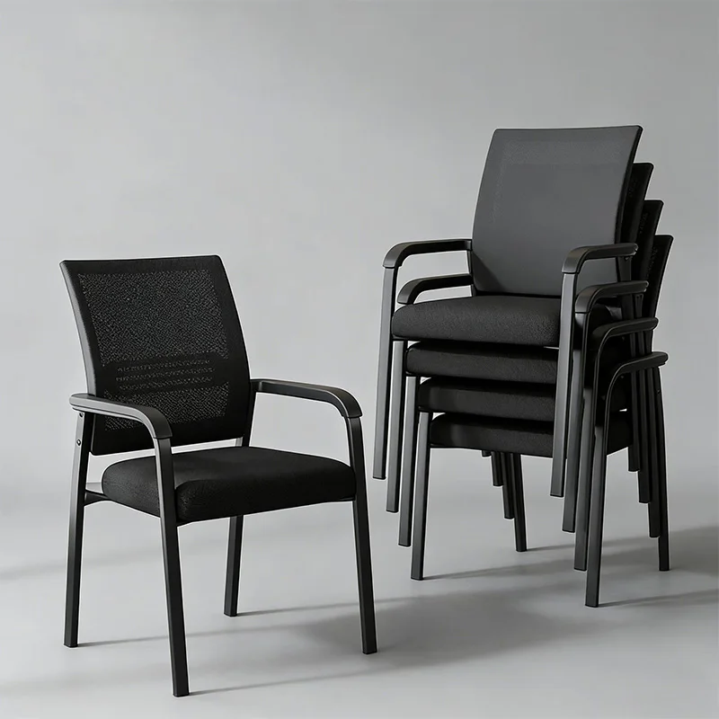Stackable Office Chair Comfortable Backrest Sedentary Conference Chair Computer Chair Office Home Mesh Back Stacking Arm Chairs