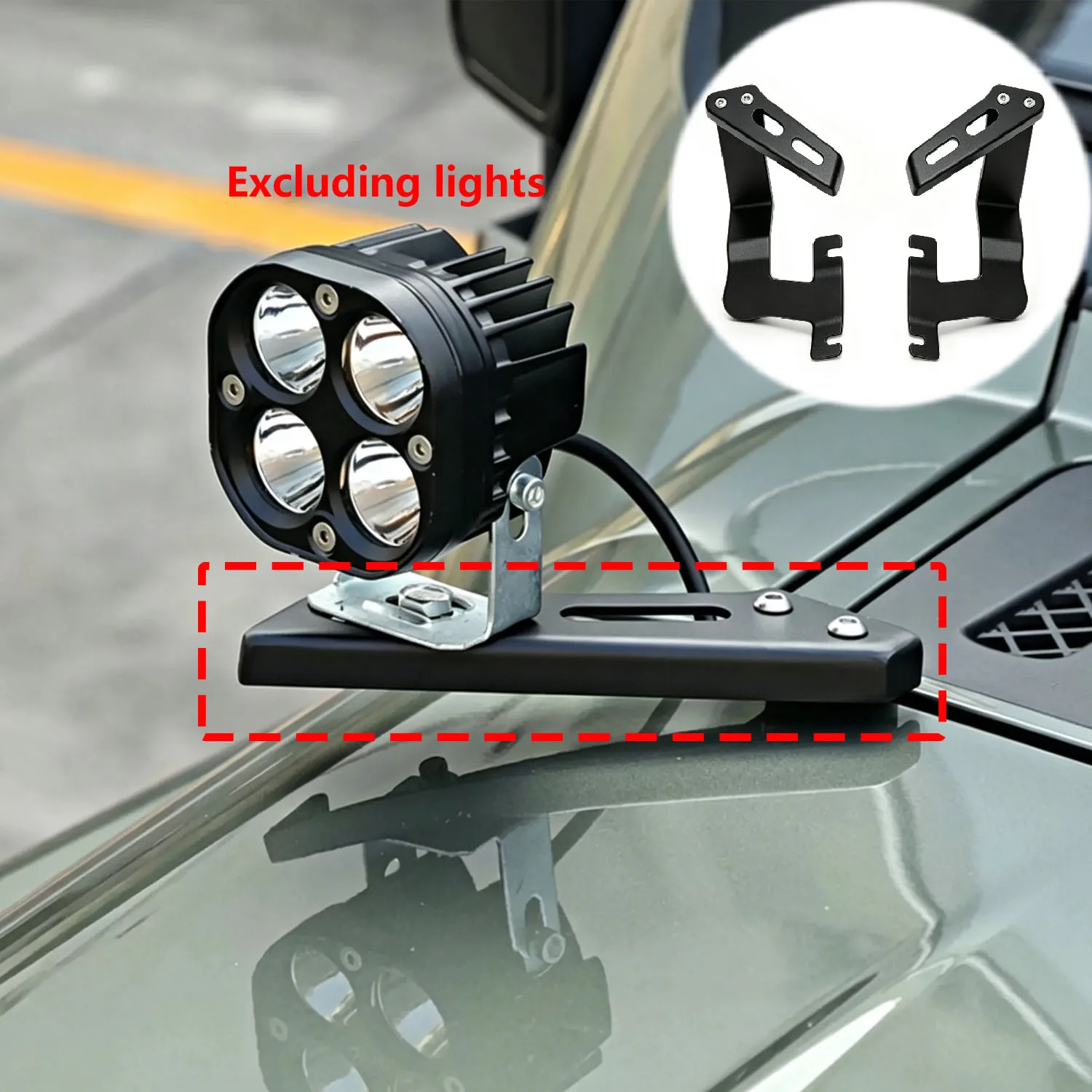 Hood Light Mount Brackets 2Pcs For 212 T01 2024-2025 Ditch Light Mounts Aluminium Alloy No Drilling Offroad Accessories