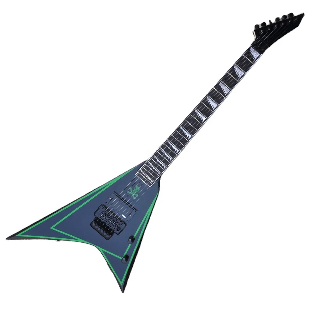 V Electric Guitar 6 Strings Stringed Instruments Green Sticker Pattern Guitar