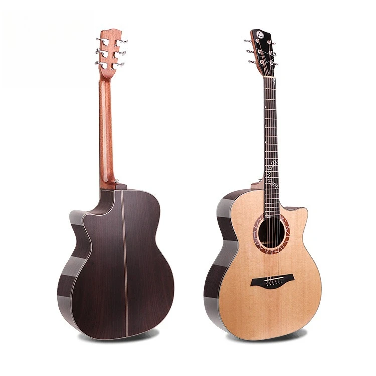 New 40-inch full-single folk spruce panel rose wood back side, round silk fretboard simple style design