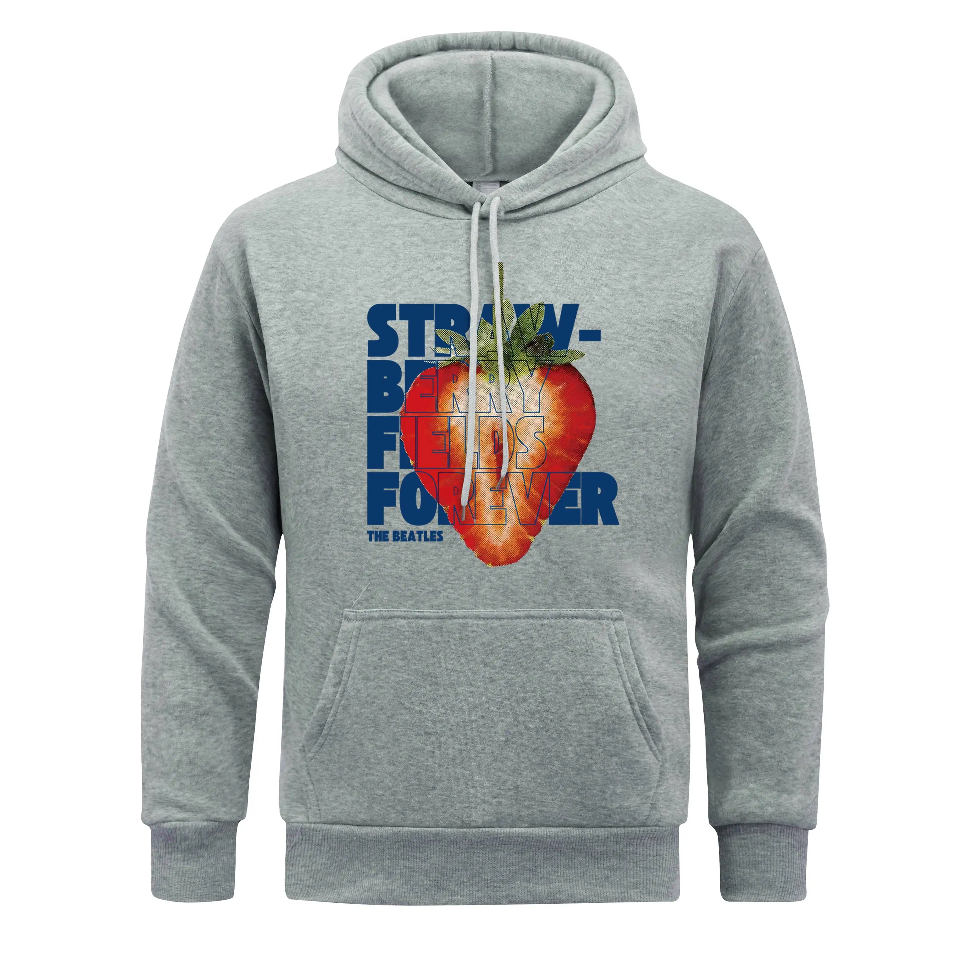 straw-berry Fields Forever Men Hooded Fresh Fruits Hoody fur-liner Hoodies Man Fleece Warm Spring Autumn Sportswears