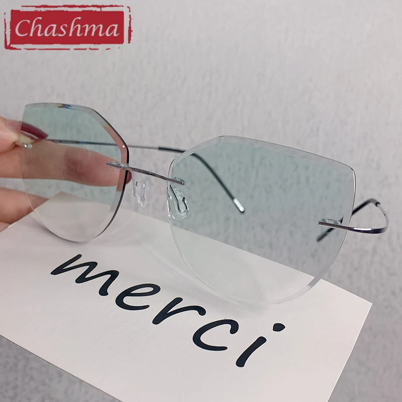 

Chashma Prescription Glasses Women Cat Eye Gradient Color Lenses Eyeglasses Frames with Diamond Trim Cut for Myopia Spectacles