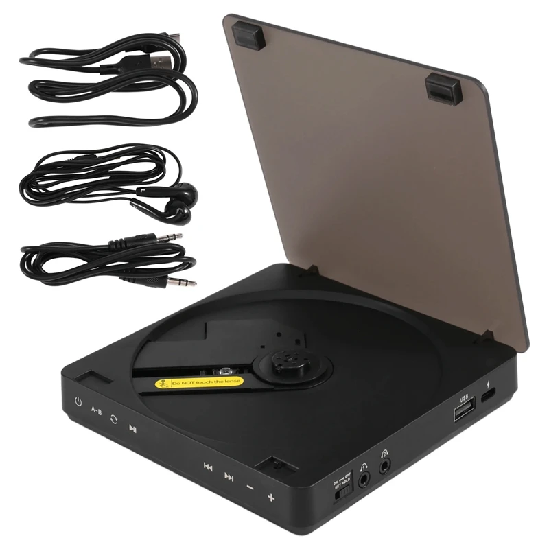 Portable CD Player Double Headphone Version Contact Button Reproductor CD Rechargeable Shockproof LCD Display