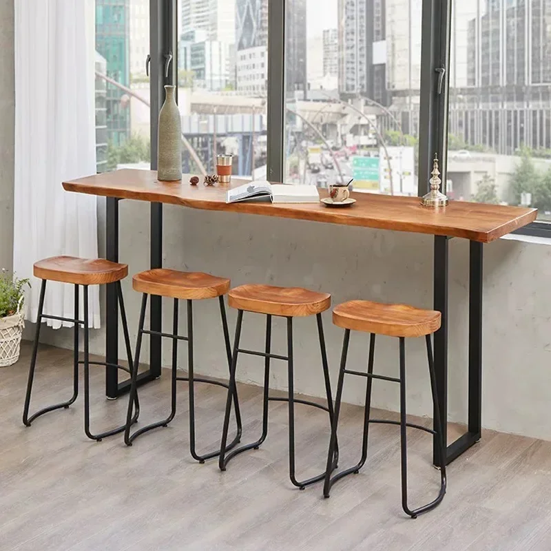 Nordic Milk Tea Shop Solid Wood Bar Table Bar Restaurant Br ar Br Cafe Ba Table Chair Catering High Foot Table