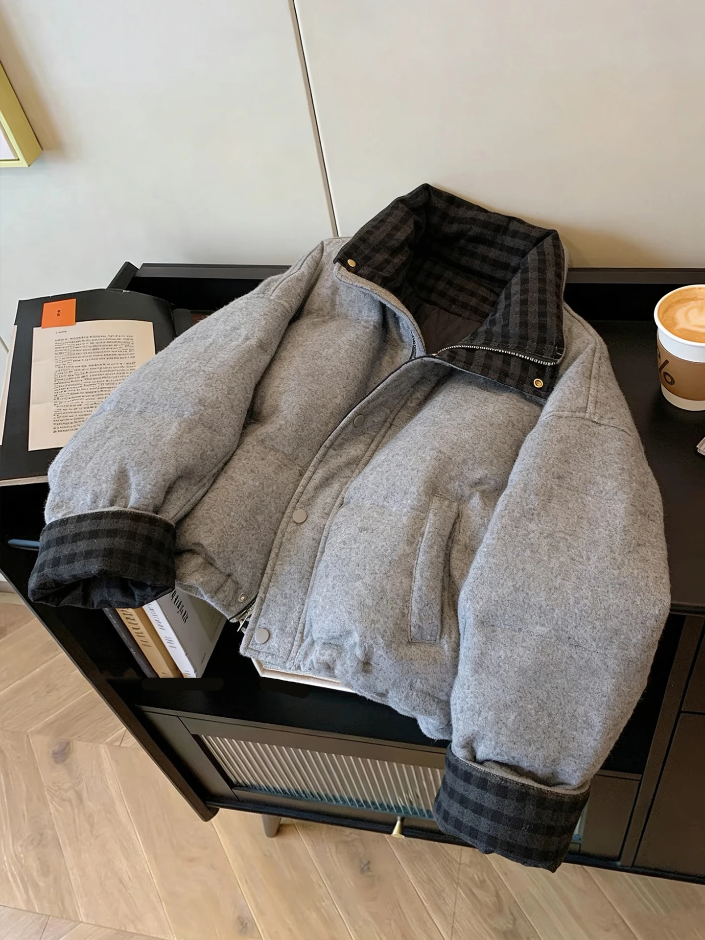 

Ретро-куртка унисекс в клетку с воротником-стойкой, хлопковая, осенне-зимняя, свободного кроя, в бейсбольном стиле, теплая и удобная верхняя одежда