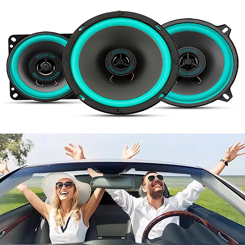 4/5/6 Inch 100W 2-Way Car HIFI Coaxial Speaker Door Audio Music Stereo Tweeter Mid-woofer Full Range Frequency Speaker Green Am