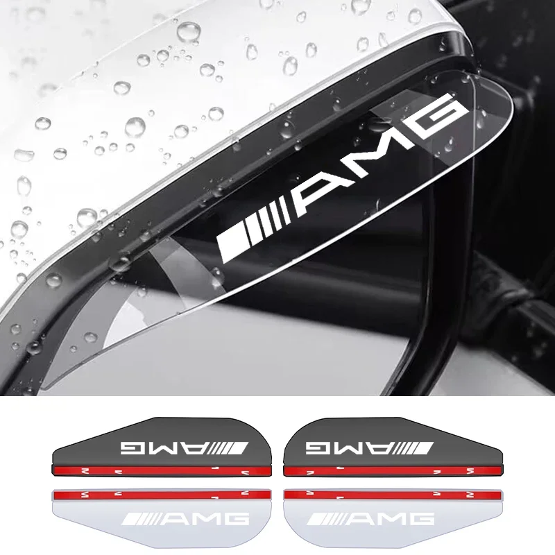 2pcs For Mercedes benz A B R G Class C260 w204 W251 W463 Car Rearview Mirror Rain Eyebrow Transparent Sun Visor Shade stickers