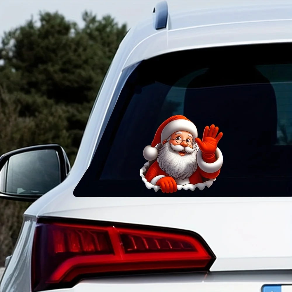 1 Stück winkender Aufkleber, 3D-selbstklebender Aufkleber, geeignet für Weihnachts-PVC-Autos und Fenster-Vinyls, ideal auf Glas-/Metallic-Oberflächen – Detail 1