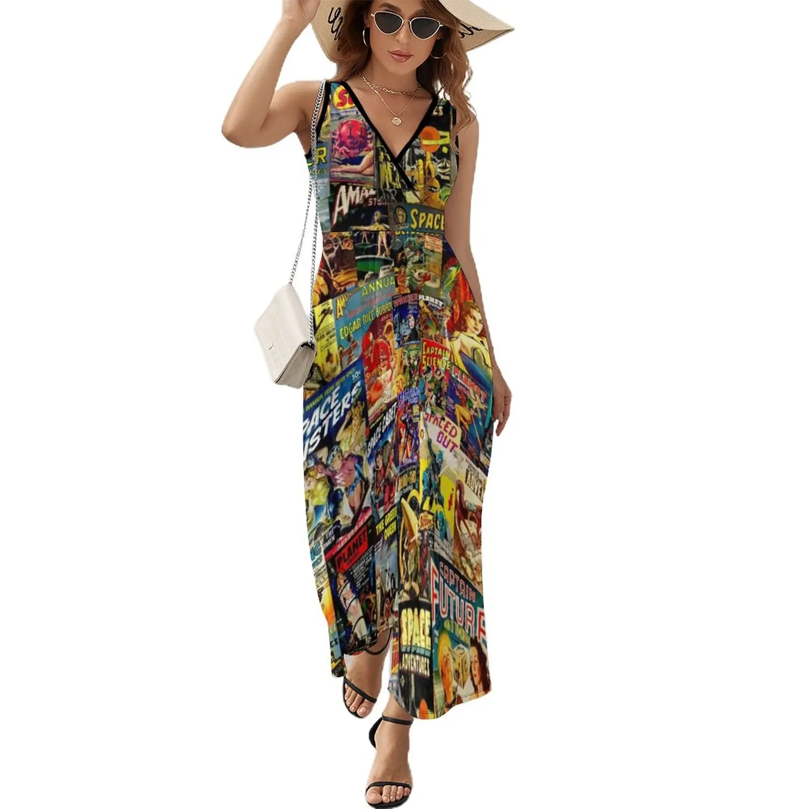 

Sci-Fi Comic Collage Sleeveless Dress long sleeve dress summer clothes for women Summer women's clothing