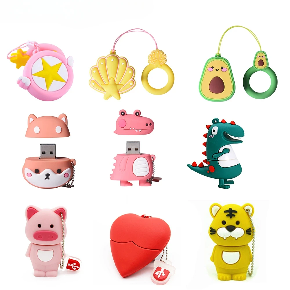 JASTER High Memory Stick Speed Girl 64GB Cartoon Tiger Gifts Cute Pen Drives USB 2.0 Pink 32GB U Disk Green Avocado 16GB 8GB