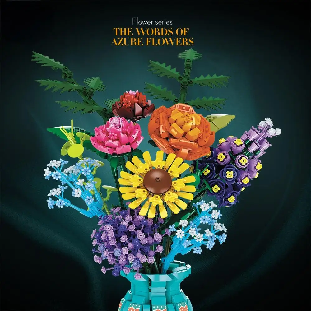 Diy Flower Building Block for Christmas Present Making Flower Theme Vase Bouquet for Teens Adult Creative Botanical Collection
