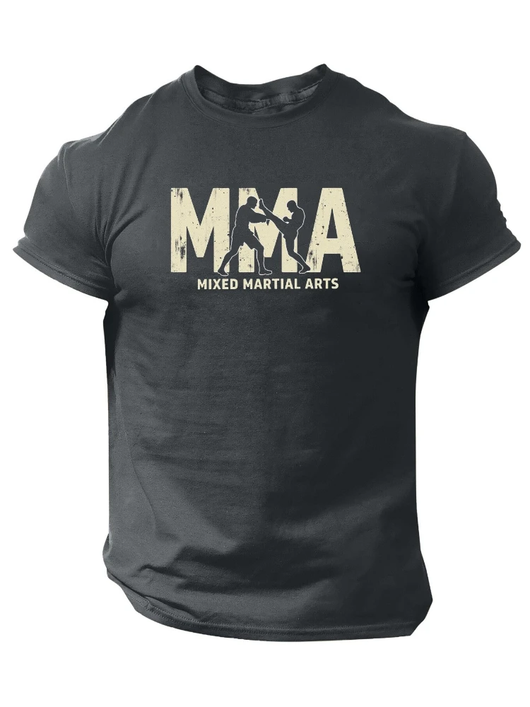 

Men's MMA pattern-printed with "MMA", casual summer 100% cotton T-shirt with round neck and short sleeves.