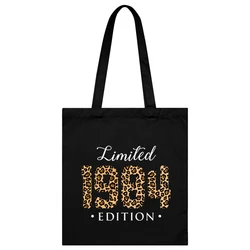 Limited 1984 Edition Print Women Handbags Canvas Shopping Bags 1980~1989 Leopard Design Folding Eco-Friendly Tote Bags for Women