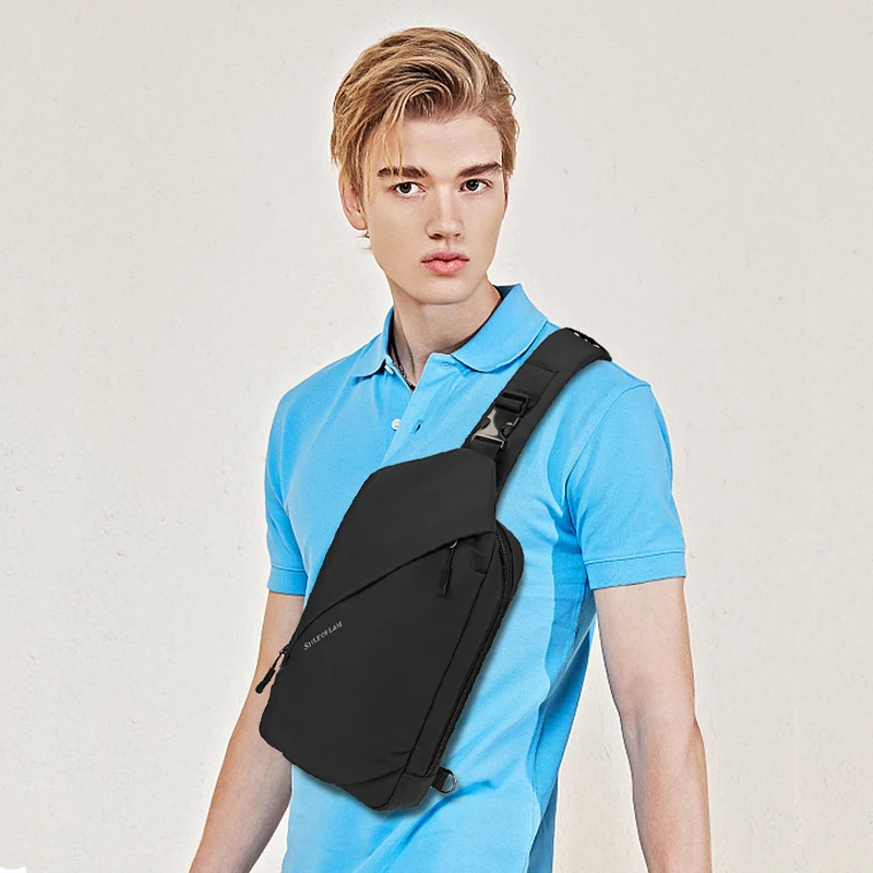 Male Sling Bag Waterproof, Brand L&M Men\'s Shoulder Bags Lightweight, High quality Chest Packet, Anti-Theft Cross Backpack