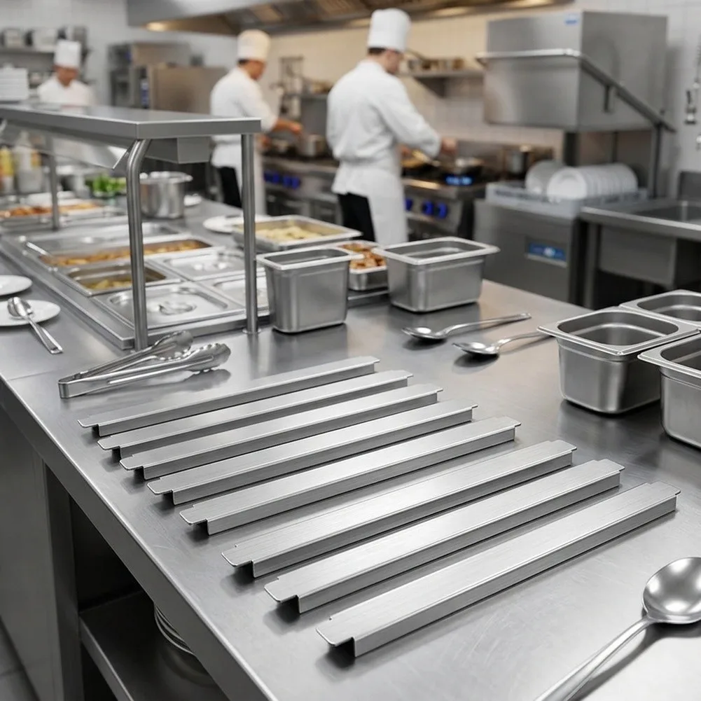 8pcs Stainless Steel Adapter Rod Set For Commercial Steam Table Pan Food Buffet Rack Kitchen Accessories