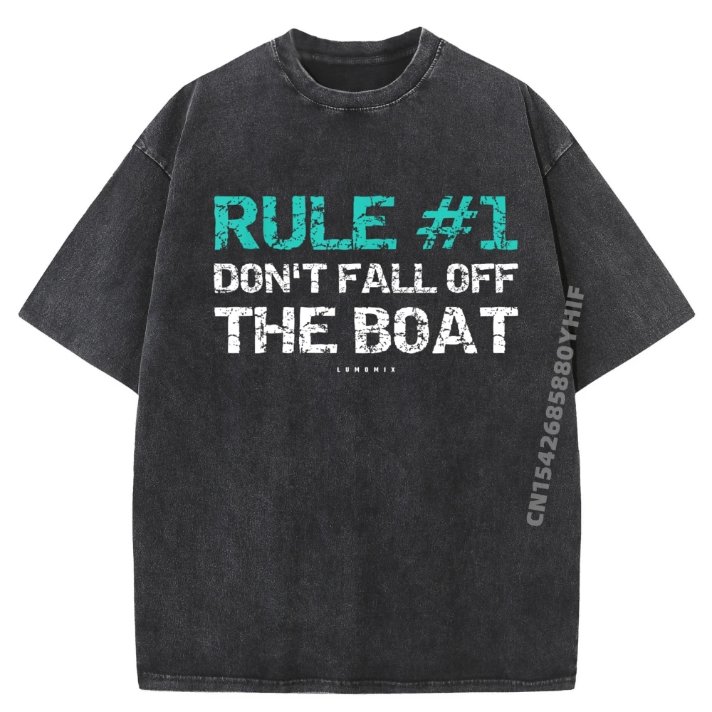 

Funny Cruise Shirts Rule #1 Don'T Fall Off The Boat Shirt Graphic T Shirts For Men Leisure Washed Clothes Printed