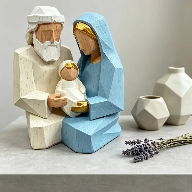 Christmas Nativity Figurines Holy Family Figure Nativity Figure,Table Ornament Religious Christmas Decors for Bedrrom 87HA