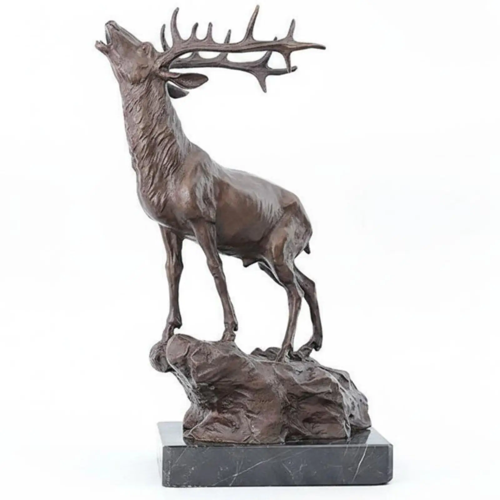Bronze Deer Sculpture Metal Craft Bronze Deer Figurine Polished Finish Home Decor for Beverage Cabinet, Desk, Gift