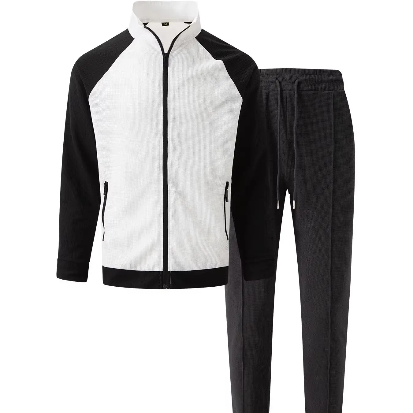 2025 cross-border new fashion color contrast with shoulder sleeve high-neck jacket + casual pants suit