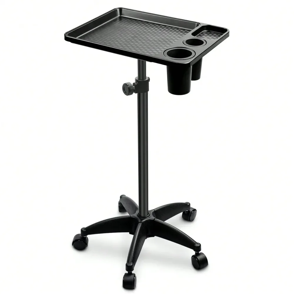 

Tray Cart With Storage Platform, Aluminum Tattoo Tray With Wheels Trolley Adjustable Height, Salon Tray Equipment Service Instr