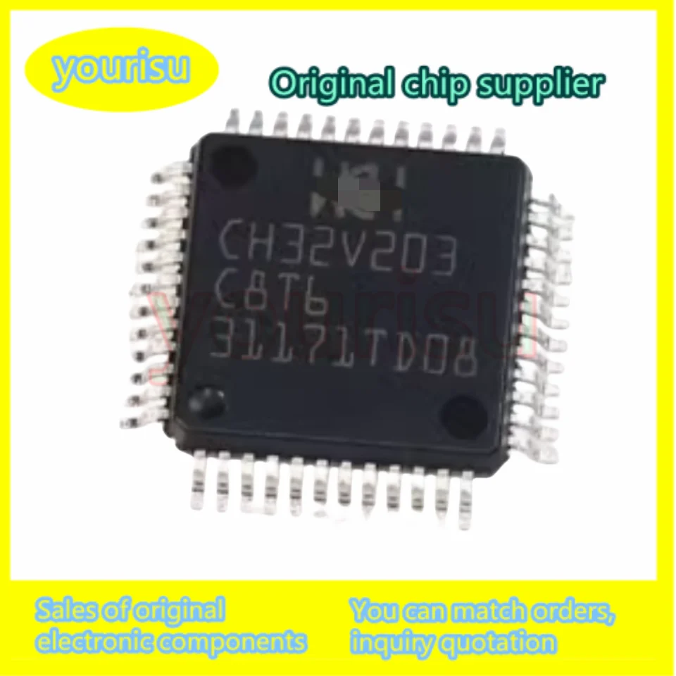 2Pcs/Lot CH32V203C8T6 CH32V203 WCU Qinheng Microchip Microcontroller MCU SMD LQFP48