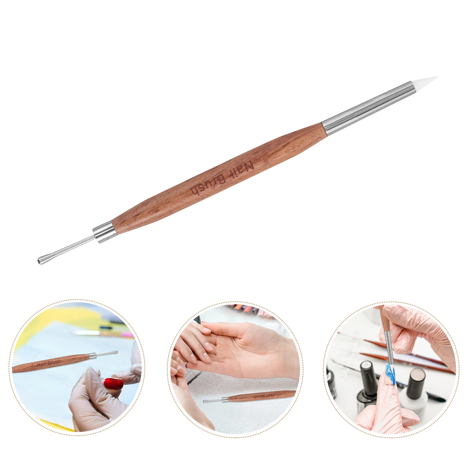 

Dual Head Art Pen Multifunctional Gel Mixing Scraping Silicone Tip Light Brown Professional Design Brush Pickup Pen Dotting Tool