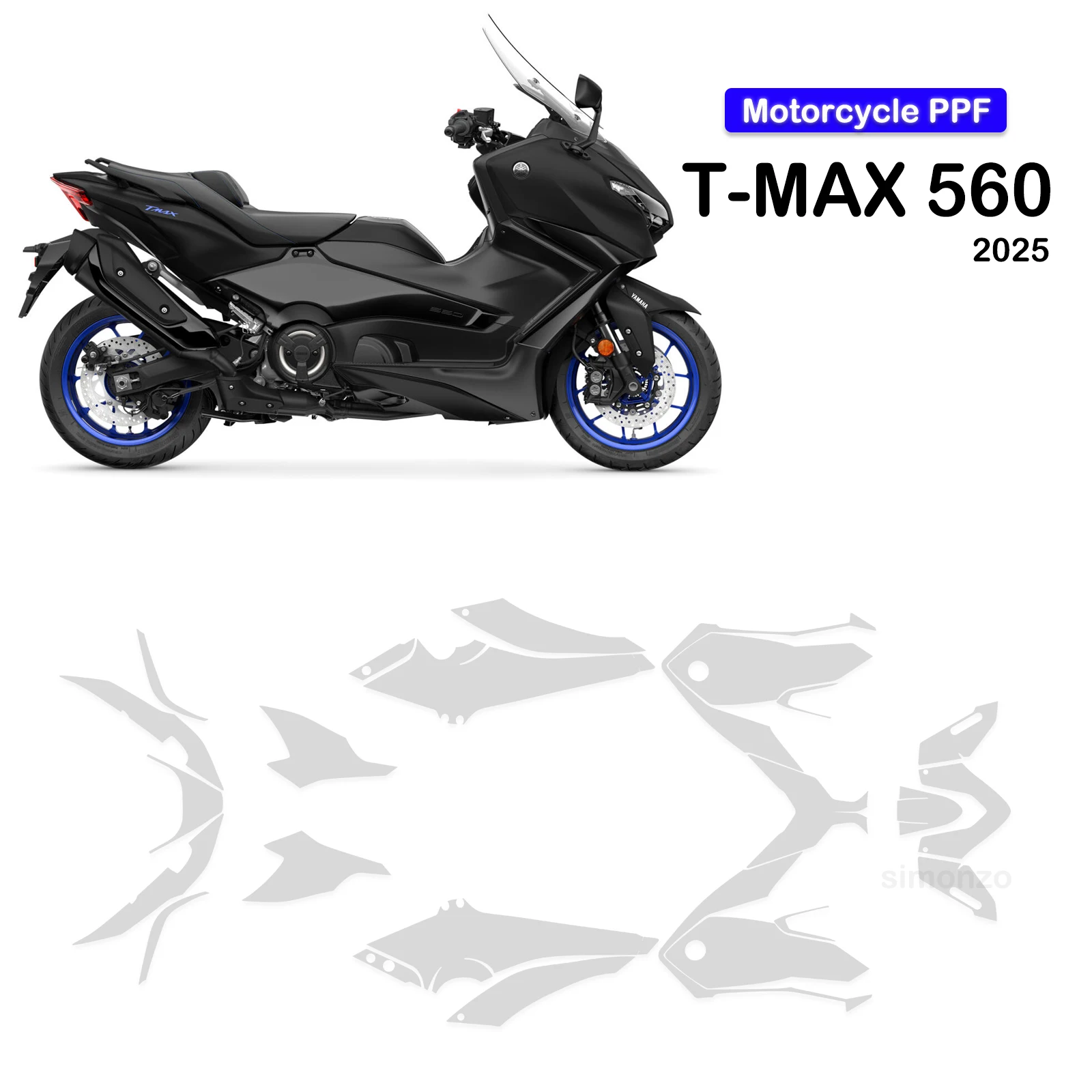 

7.5Mil TPU For Yamaha TMAX 560 2025 Stealth PPF Full Body Kit Paint Protection Film Motorcycle Cover Anti-Scratch High Gloss