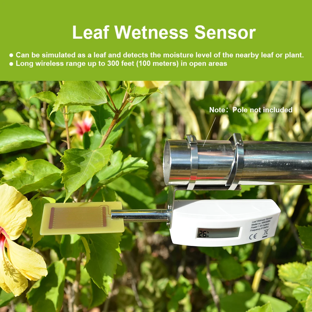 Ecowitt WN35 Leaf Surface Moisture on Foliage Sensor with LCD Display, Leaf Wetness Sensor, Up to 8-channel Supported