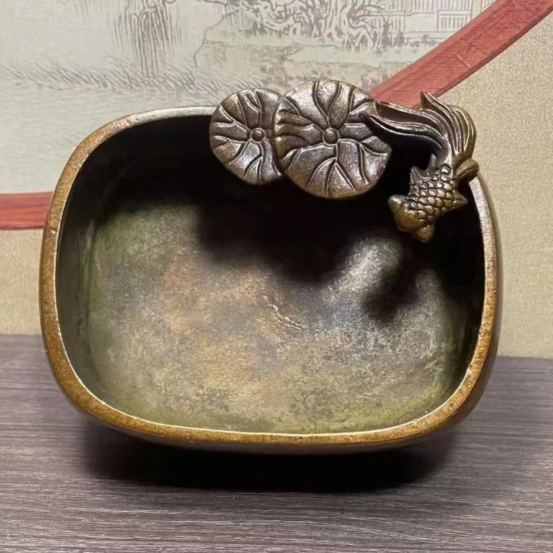 

Antique Lotus Leaf Goldfish Pen Wash Continuous Prosperity Goldfish Study Pen Wash Alloy Lotus Leaf Goldfish Pen Wash