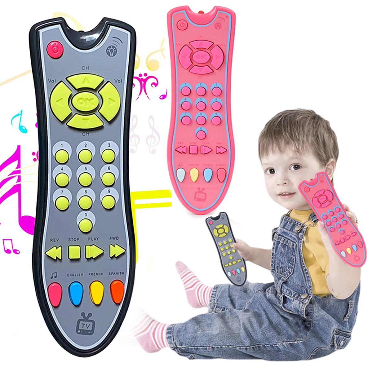 Music Mobile Phone TV Remote Control Baby Early Educational Toys Electric Numbers English Learning Toys Gift For Newborn