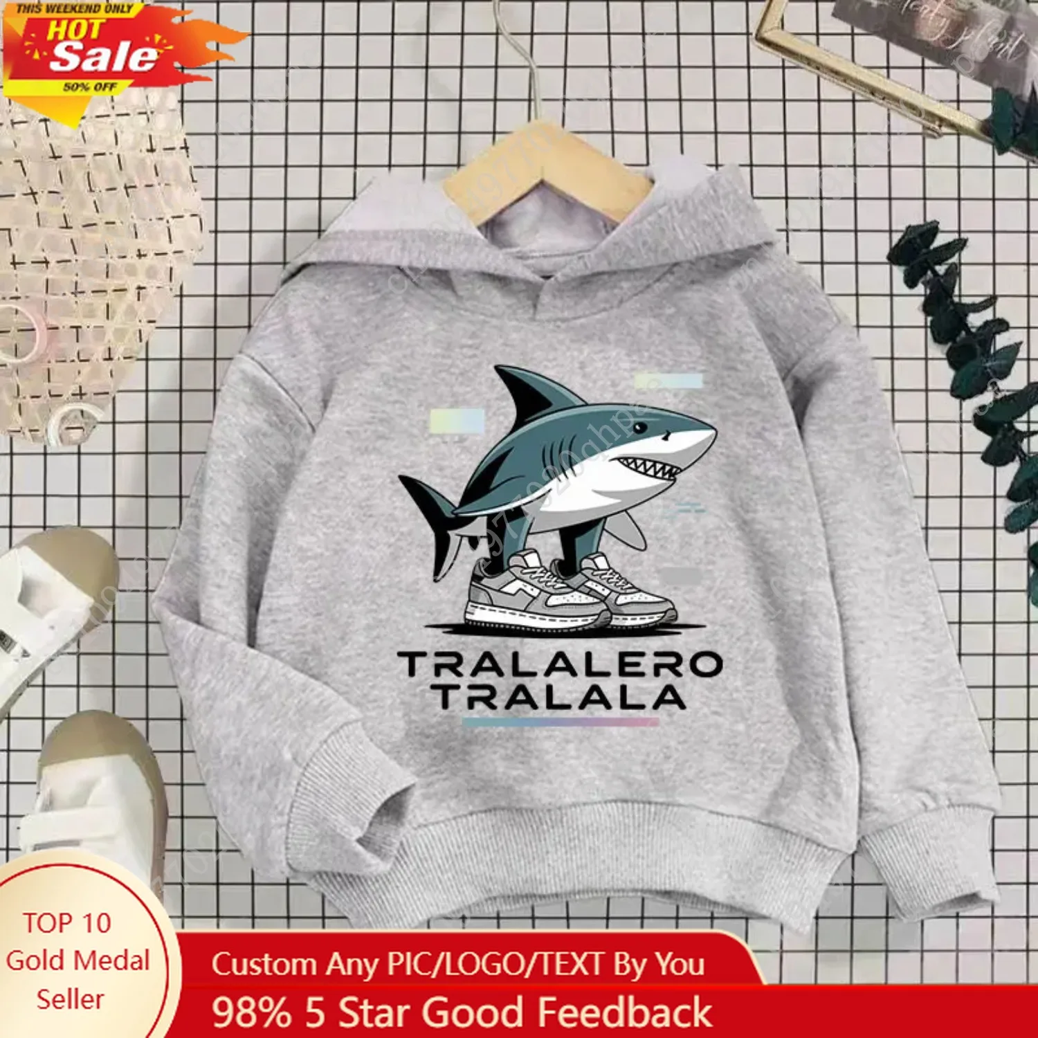 

Children's Clothing Italian Brainrot Tralalero Tralala Graphic Sweatshirt for Shark Lover Funny Meme Kids Hoodie Fashion Sweater