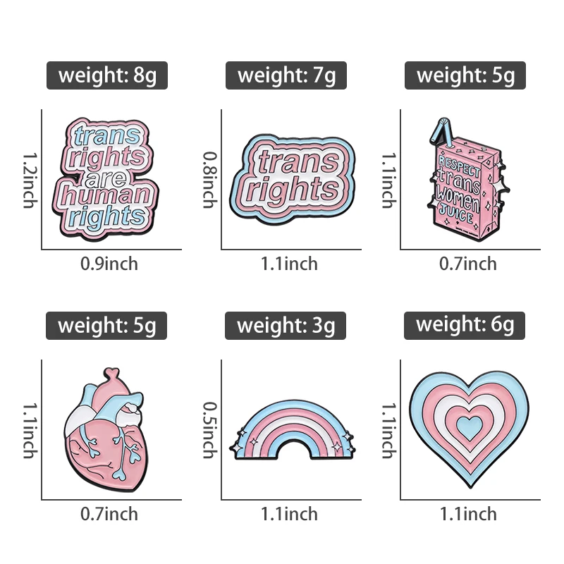 Transgender Enamel Pins Custom Trans Rights Are Human Right Brooches Lapel Badges She Is Gay Jewelry Gift for Loves Friends