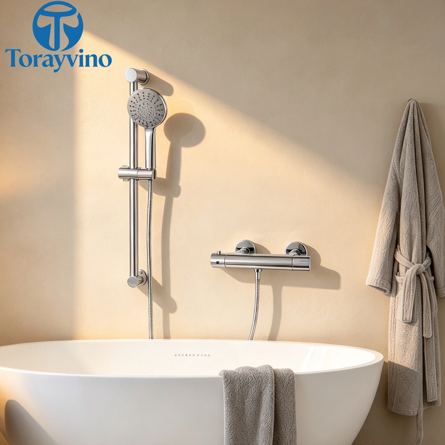 Torayvino Bathtub Thermostatic Bathroom Chrome Shower Faucet Set Tub Wall Mounted Sink Faucets Shower Systerm Bath Mixer Tap
